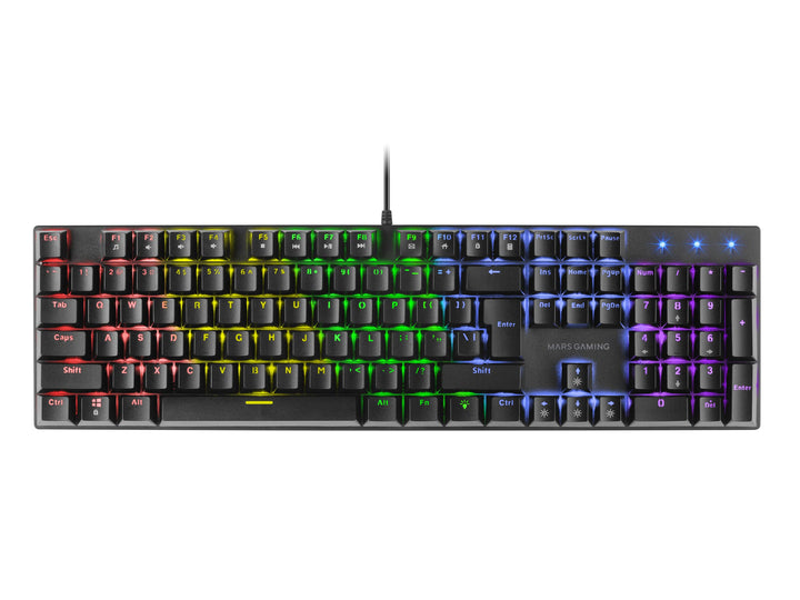MARSGAMING Gaming MK422 Schwarz, Mechanische Tastatur RGB, Antighosting, Mechanischer Switch Rot, US