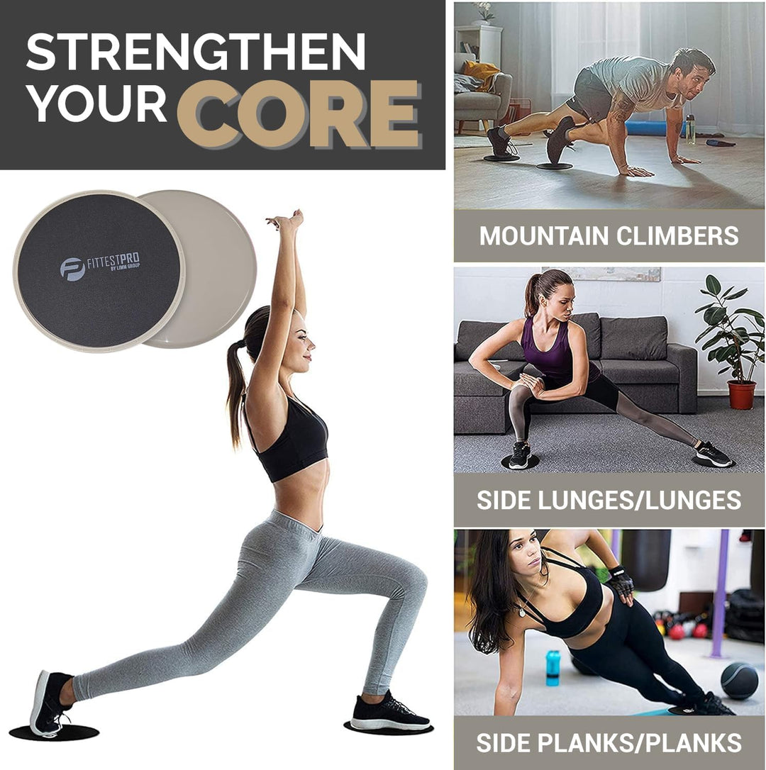 Limm Core Sliders for Working Out - Exercise Sliders Fitness, Stability, Ab, Legs &amp; Full Body (Set o