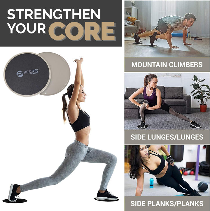 Limm Core Sliders for Working Out - Exercise Sliders Fitness, Stability, Ab, Legs &amp; Full Body (Set o
