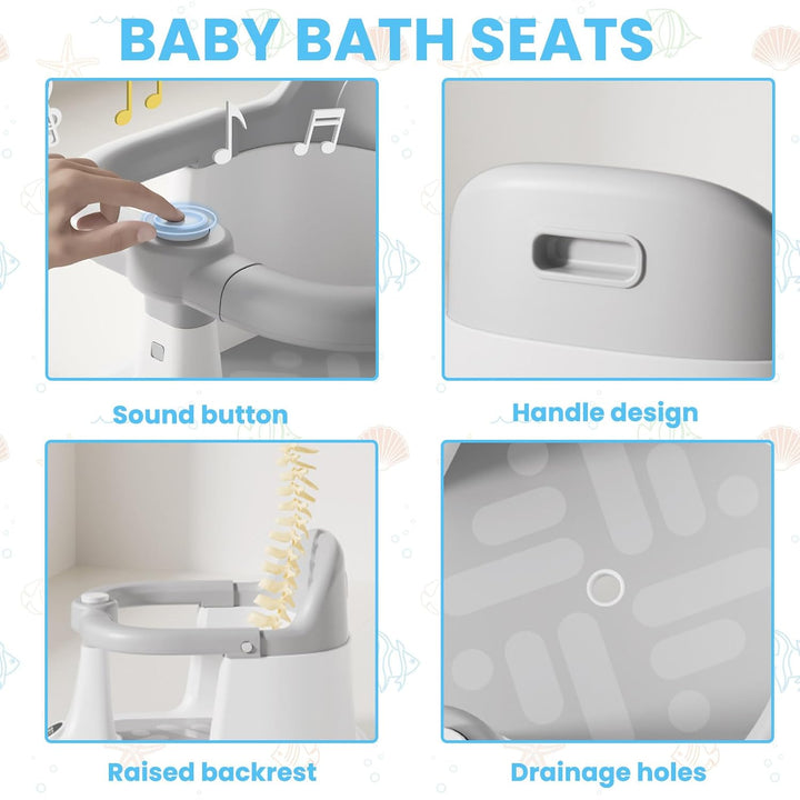 UBRAVOO Baby Badesitz für Babys von 6 bis 24 Monaten, aufrecht sitzender Badesitz, rutschfester Baby