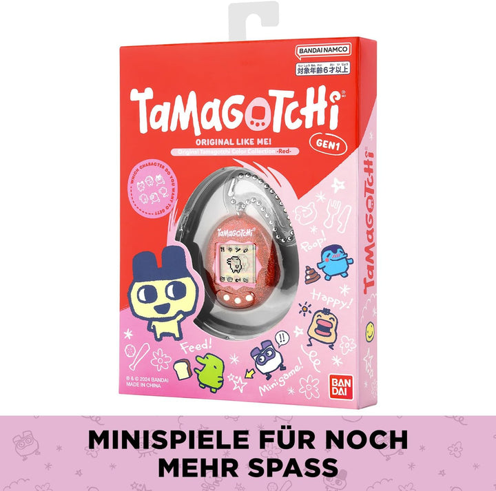 Bandai - Original Tamagotchi Color Collection Red - Elektronisches virtuelles Haustier mit Farbdispl