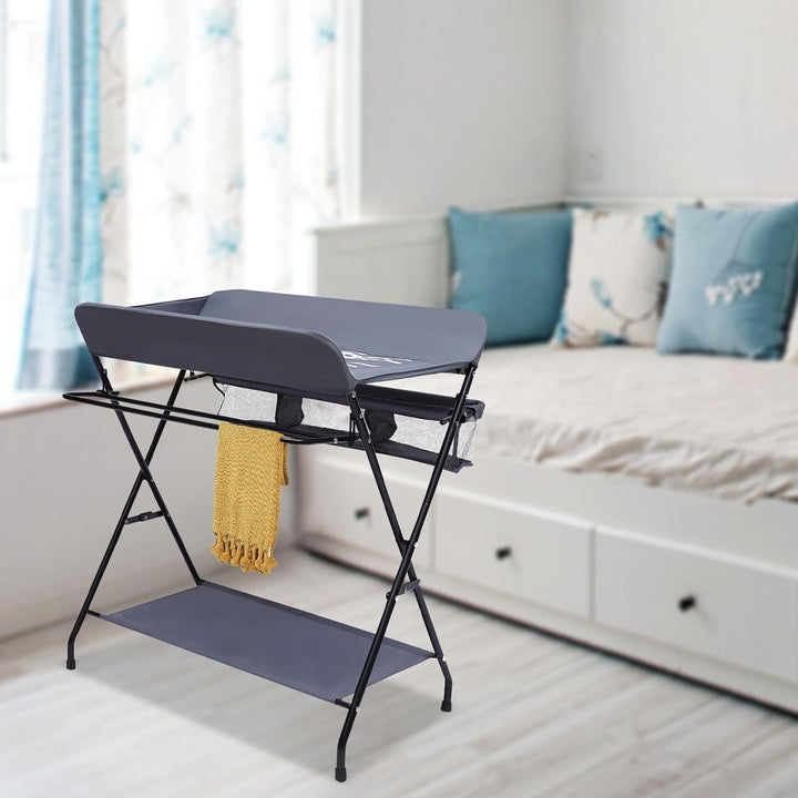 Baby Wickeltisch, Zusammenklappbar, 80x63cm Kleinkinder Wickelkombi Changing Table Klappbar mit Viel