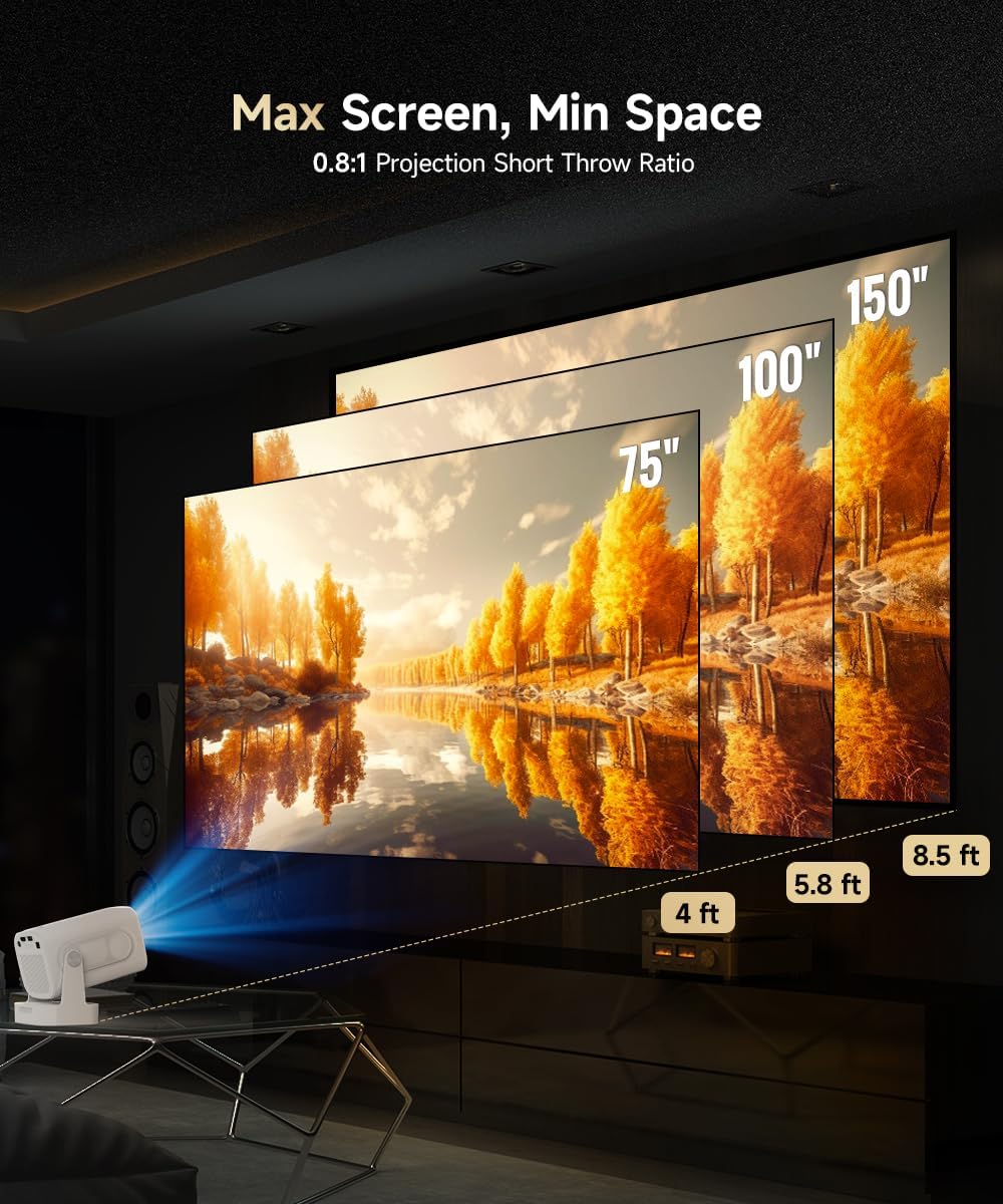 Magcubic Beamer, HY310 Mini Beamer 4K Unterstützung 1080P Autofokus Projektor, Auto Trapezkorrektur
