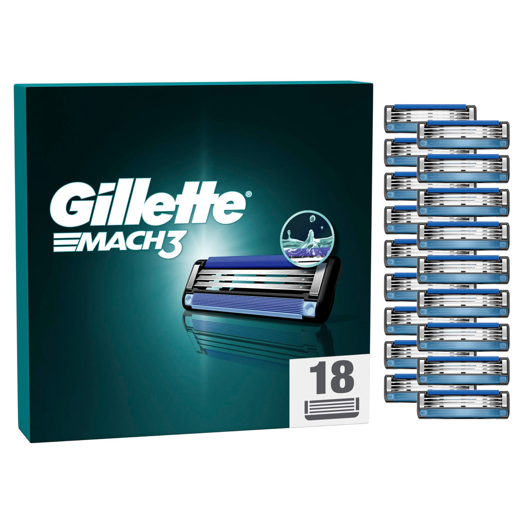 Gillette Mach3 Rasierklingen, 18 Ersatzklingen für Nassrasierer Herren mit 3-fach Klinge 18 Stück (1