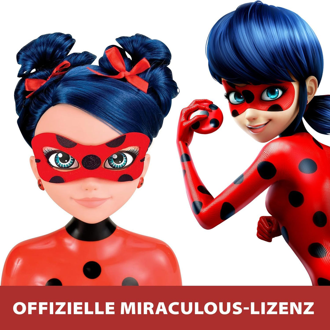 Bandai – Miraculous Ladybug – Miraculous Deluxe Frisierkopf, 21 cm – Marinette-Frisierkopf + 30 Acce