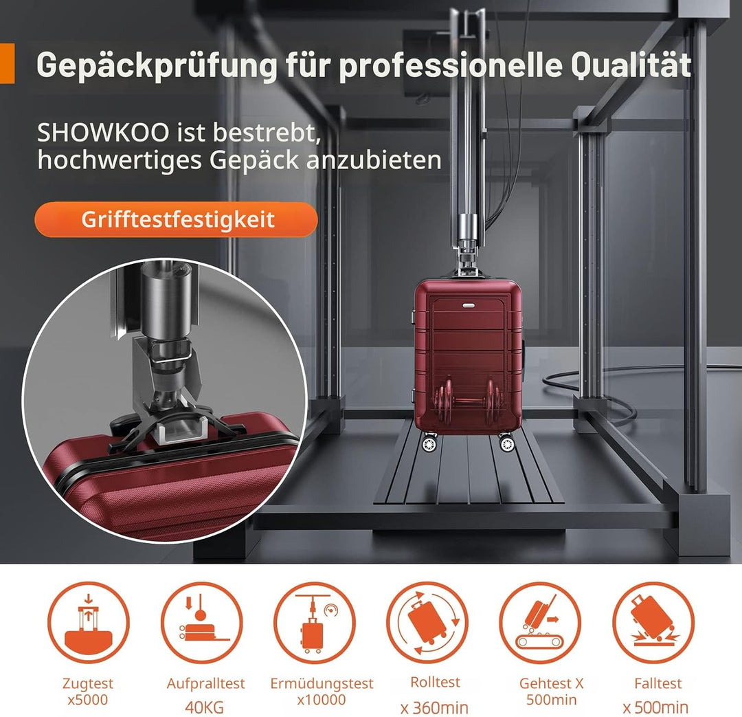 SHOWKOO Koffer Klein Hartschale Leicht ABS+PC Reisekoffer Kabinen Haltbar Handgepäck Sets 4 Rollen T