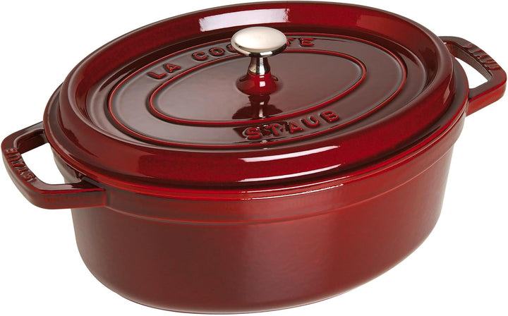 STAUB Gusseisen Bräter/Cocotte, Oval 29 cm, 4,25 L, Aromaregen Funktion, Für alle Herdarten geeignet