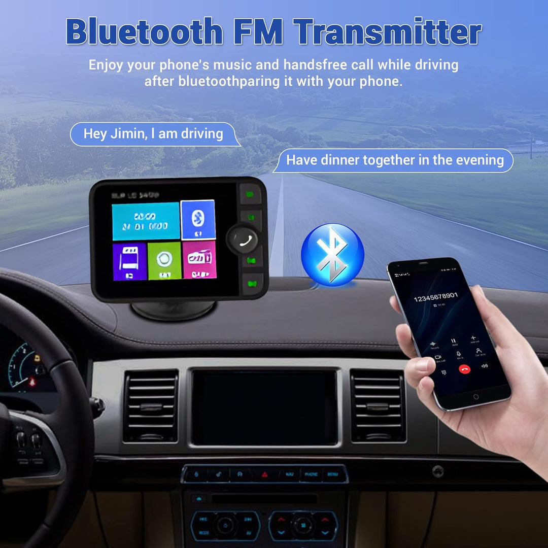 Digitalradio DAB DAB+ Adapter für Autoradio, 2,4 Zoll LCD Display mit Musik Bluetooth + DAB/FM Trans