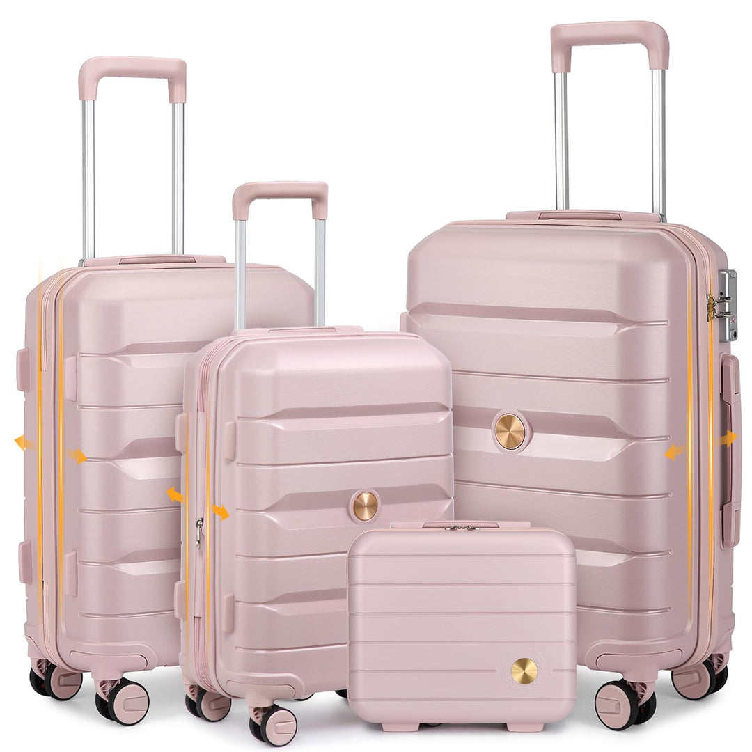Hartschalenkoffer Set 4 Teilig S/M/L/XL Rollkoffer Handgepäck 100% PP Reisekoffer mit 360°Doppel Zwi