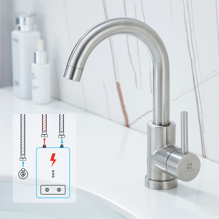 HOMELODY Niederdruck Wasserhahn Bad/Küche 360° Drehbar Badarmatur Küchenwasserhahn Einhebelmischer W