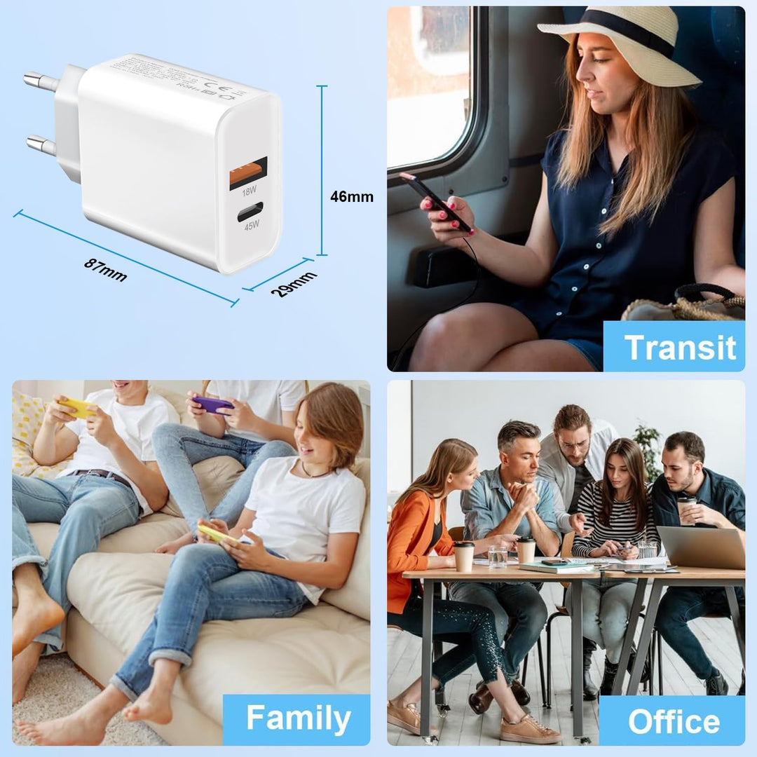 2Pack 45W USB C Ladegerät und LadeKabel für Samsung S26 Ultra/S25 Edge/S24 FE/S25 Plus/S23 /S22 S21