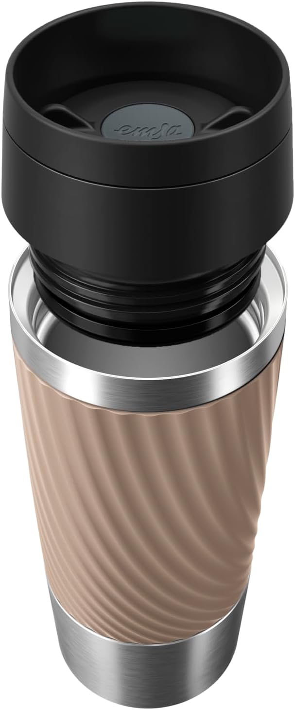 Emsa Travel Mug Classic Twist Isolierbecher 0,36 Liter, Comfort-Schraubverschluss, Quick-Press, ausl