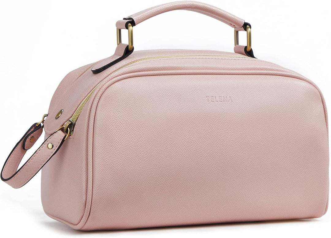 Telena Kulturbeutel für Damen und Herren aus PU-Leder, Kulturtasche zum aufhängen, Reise-Kosmetiktas