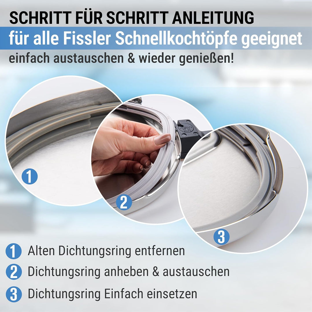 3x Dichtung 39156 22cm für Fissler Vitaquick, Vitavit Comfort Vitavit Premium Vitavit edition Schnel