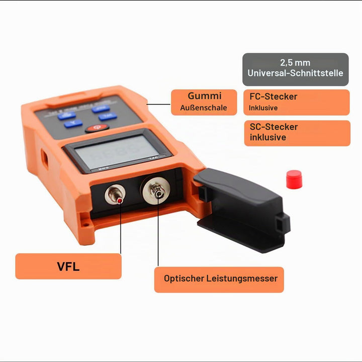 QIIRUN optischer Leistungsmesser -70~+10dBm mit visuellem Fehlersuchgerät 10mW Stromversorgung durch