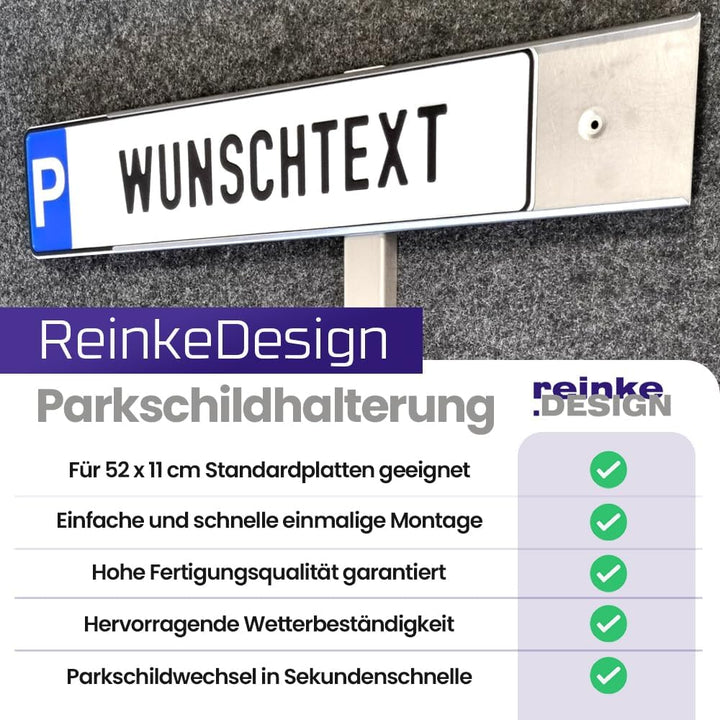Edelstahl Parkschild Halterung mit Pfosten, Schild einfach einschieben, Made in Germany Parkschild H