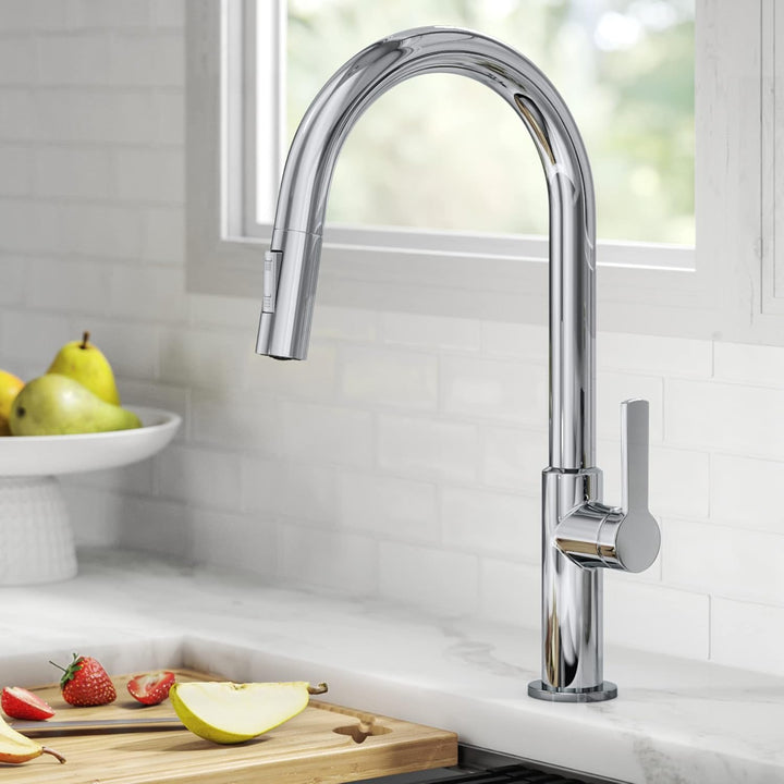 Kraus Oletto KPF-2820CH Einhebel-Küchenarmatur, heunterziehbar, in Chrom Wasserhahn Chrom, Wasserhah