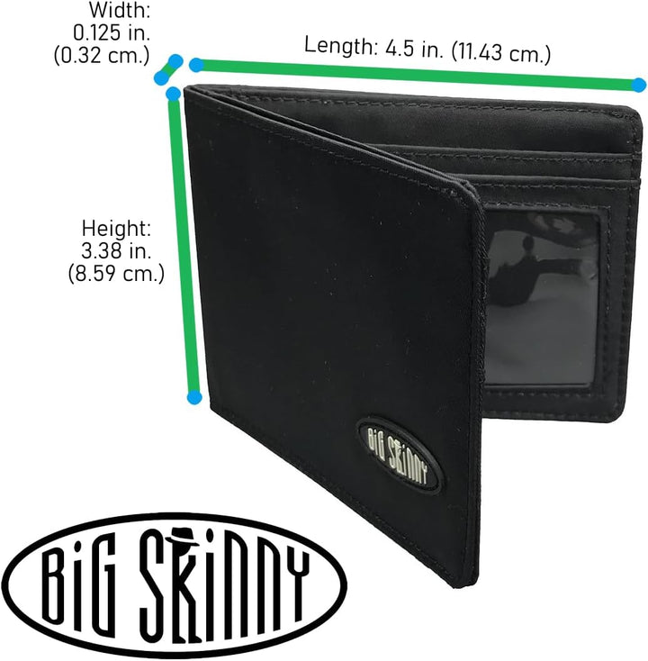 Big Skinny Slimline Herren-Geldbörse, doppelt gefaltet, für bis zu 25 Karten Schwarz, Schwarz