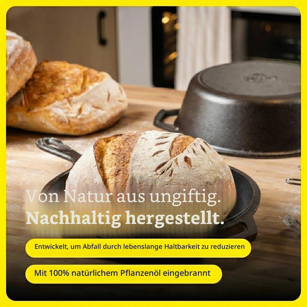 Lodge Kombi-Topf / Marmitout mit Bratpfanne als Deckel, 3.2 QUART/ 3 Liter Kombi-Kocher, Kombi-Koche