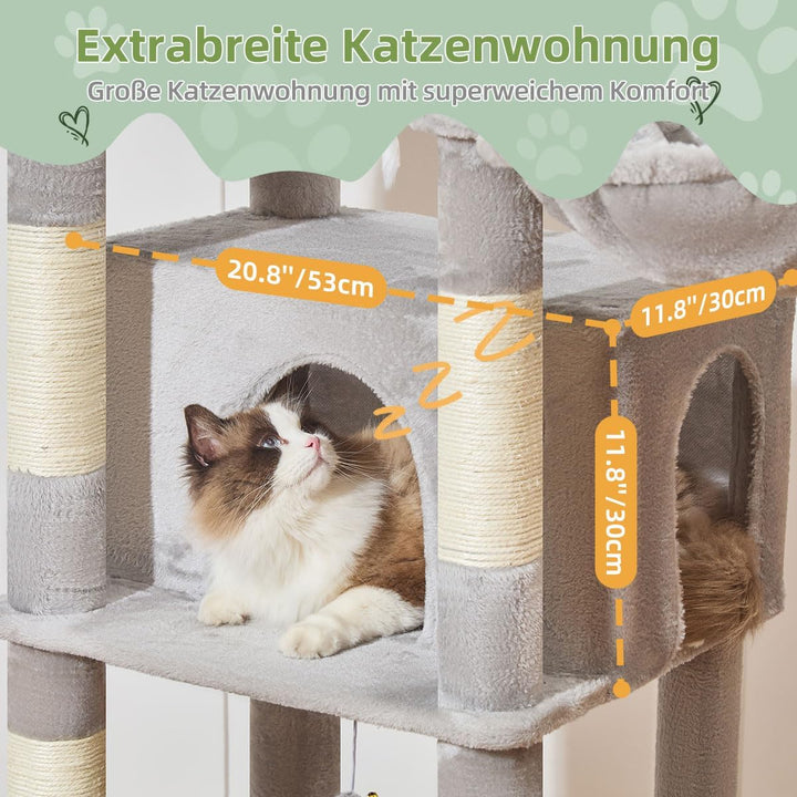 Taoqimiao 180CM Kratzbaum Gross XXL, Katzenbaum Grosse Katzen Stabil kratzbaum Maine Coon mit Katzen