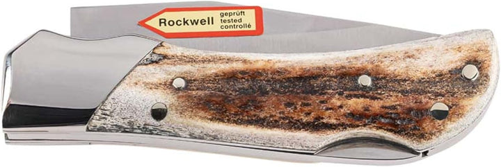 PUMA IP Taschenmesser bison II stag, Stahl AN.58, Nagelhau, Back Lock, Hirschhorngriffschalen, polie