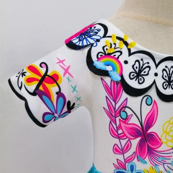 Lito Angels Encanto Mirabel Kleid Kostüm Verkleidung mit Tasche, Brille Grün und Perücke für Kinder