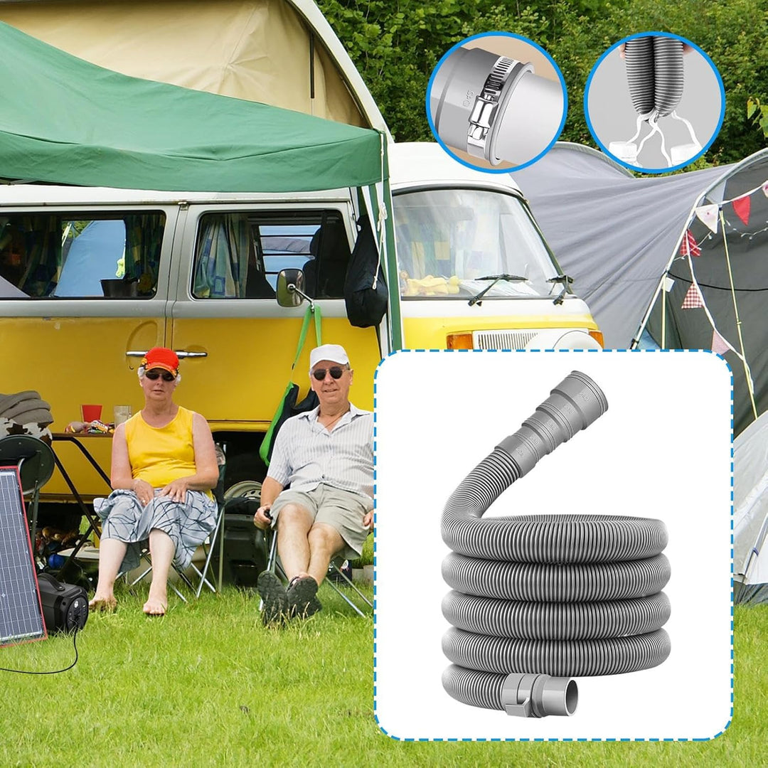 Wohnwagen-Abwasserrohr mit verstellbarem Adapter, Abwasserschlauch-Set, faltbar, flexible Abwasserro