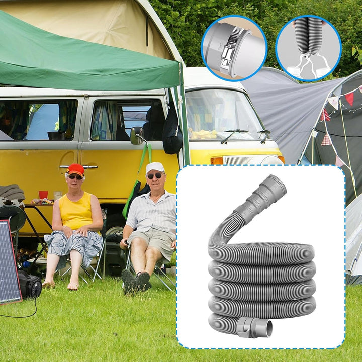 Wohnwagen-Abwasserrohr mit verstellbarem Adapter, Abwasserschlauch-Set, faltbar, flexible Abwasserro