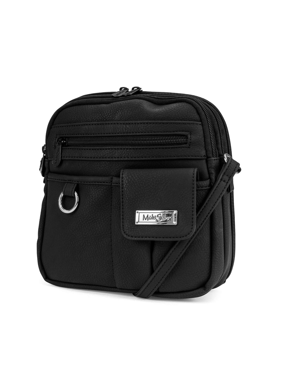 MultiSac Damen North South Mini Zip Around Crossbody Bag Schultertasche Schwarz, Schwarz