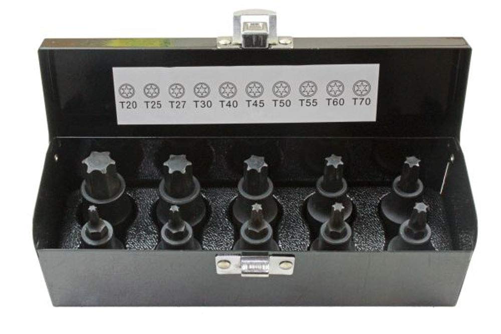 Bergen US PRO INDUSTRIAL 10 Stück 1/2 Zoll Dr Impact Torx Bit Steckschlüsselsatz T20 – T70 2087