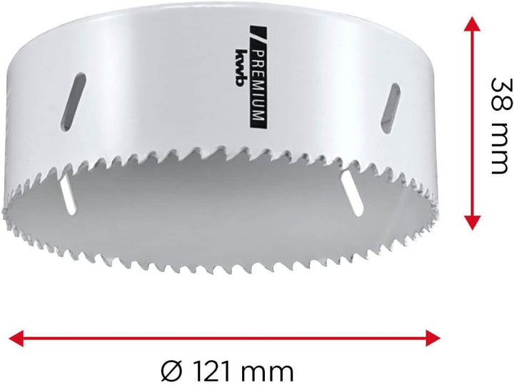 kwb HSS Bi-Metall-Lochsäge Ø 121 mm, 8% kobaltlegiert mit progressiver Vario-Zahnung und hoher Präzi