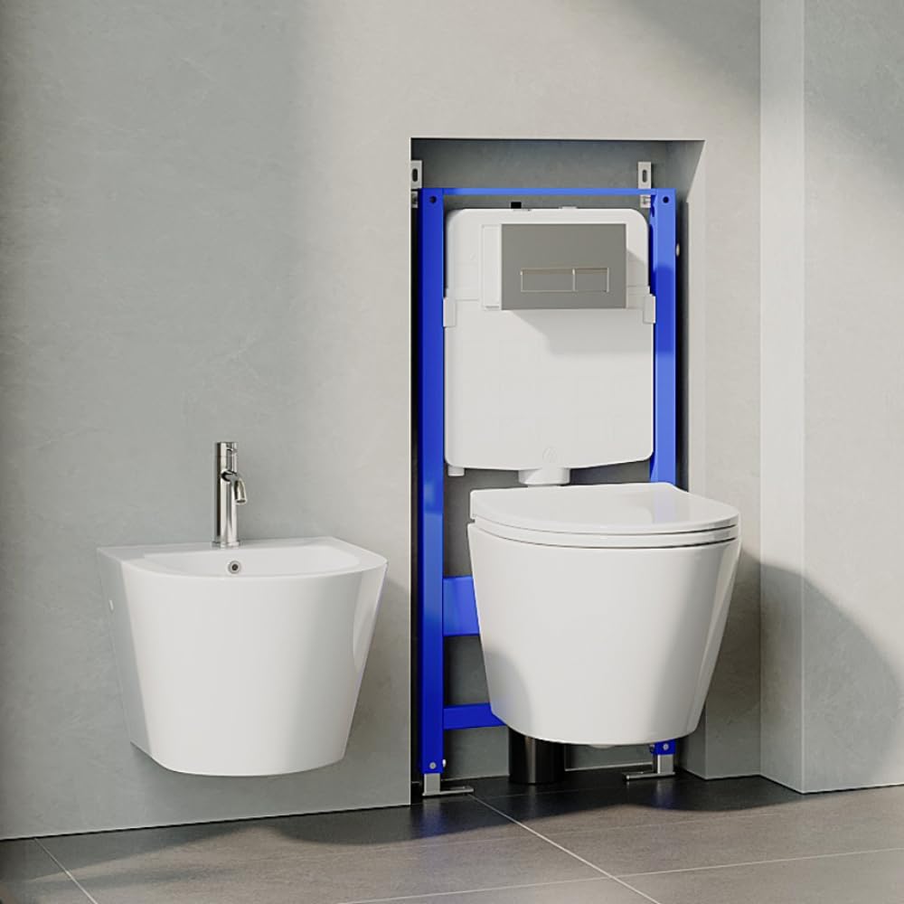Hänge-Bidet mit Nano-Beschichtung - Wand-Bidet aus Keramik mit Hahnloch und Überlaufschutz - Dusche