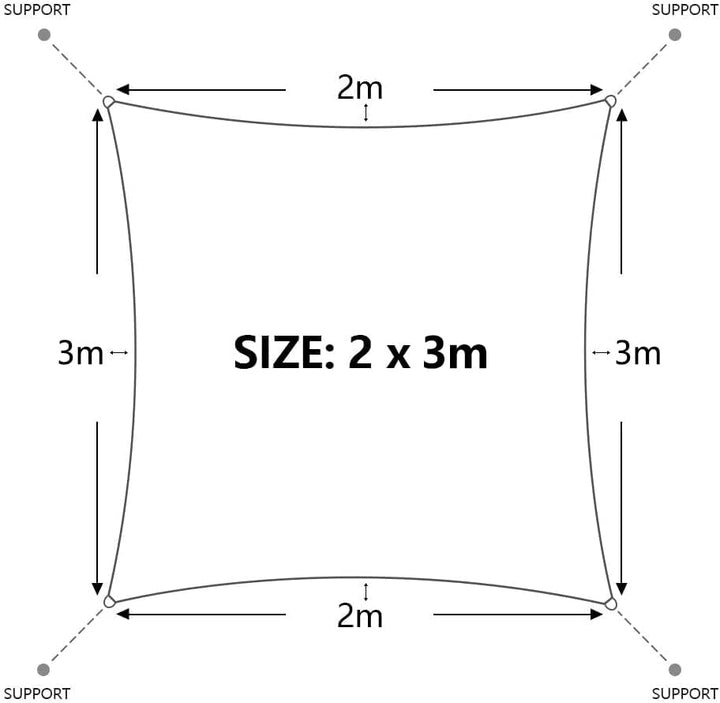 Dripex Sonnensegel wasserdicht Sonnenschutz Set 2X3 m inkl Befestigungsseile Rechteckig Polyester Im