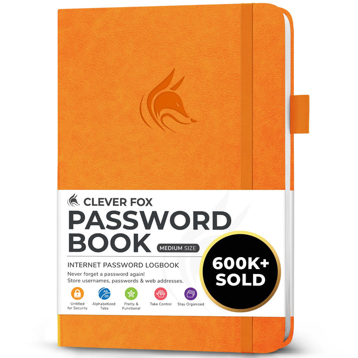 Clever Fox Passwortbuch mit Registerkarten - Adress- und Passwort-Organisationsbuch mit alphabetisch