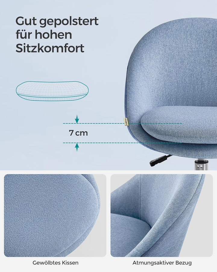 SONGMICS Homeoffice Stuhl, Drehstuhl, Schreibtischstuhl, Schaumstoffpolsterung, höhenverstellbar, fü