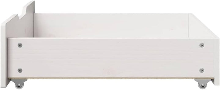 Bettschubladen 2er Set Weiss 65x55x17 cm Unterbettkommode aus Massivholz Kiefer Stauraum für Bettwäs