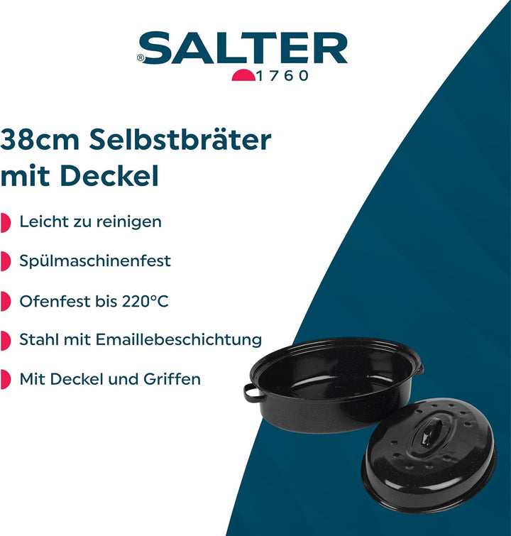Salter BW12811EU7 Selbstbräter - Romanovitreous Email-Beschichtung, leicht zu reinigen, spülmaschine