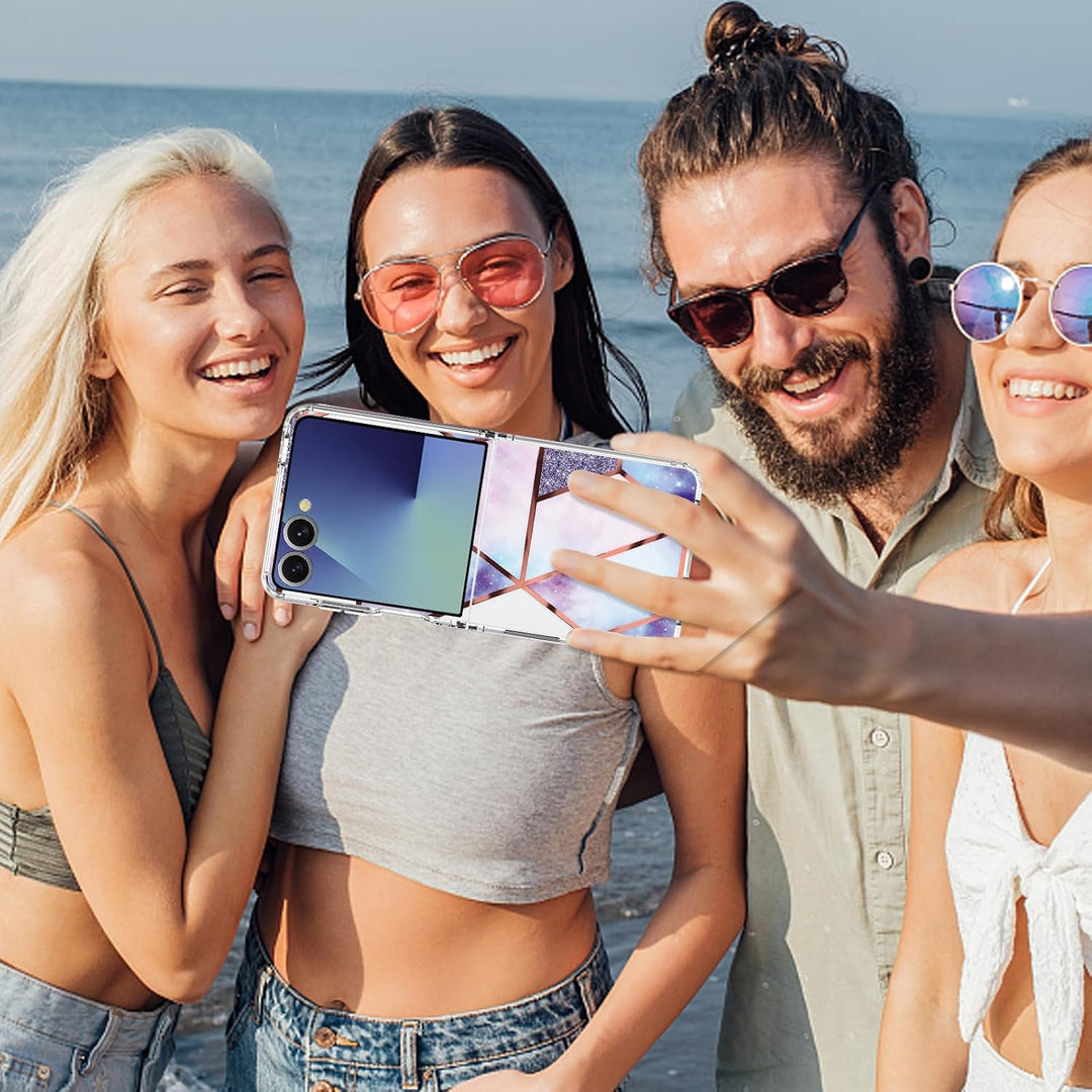 Handyhülle für Samsung Galaxy Z Flip 7 Hülle Silikon Dünn Slim Marmor Bunt Muster Motiv Z Flip7 Hand