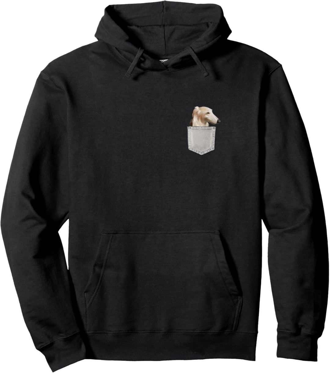 Barsoi Hund in Brusttasche Barsoi Dog In A Pocket Pullover Hoodie