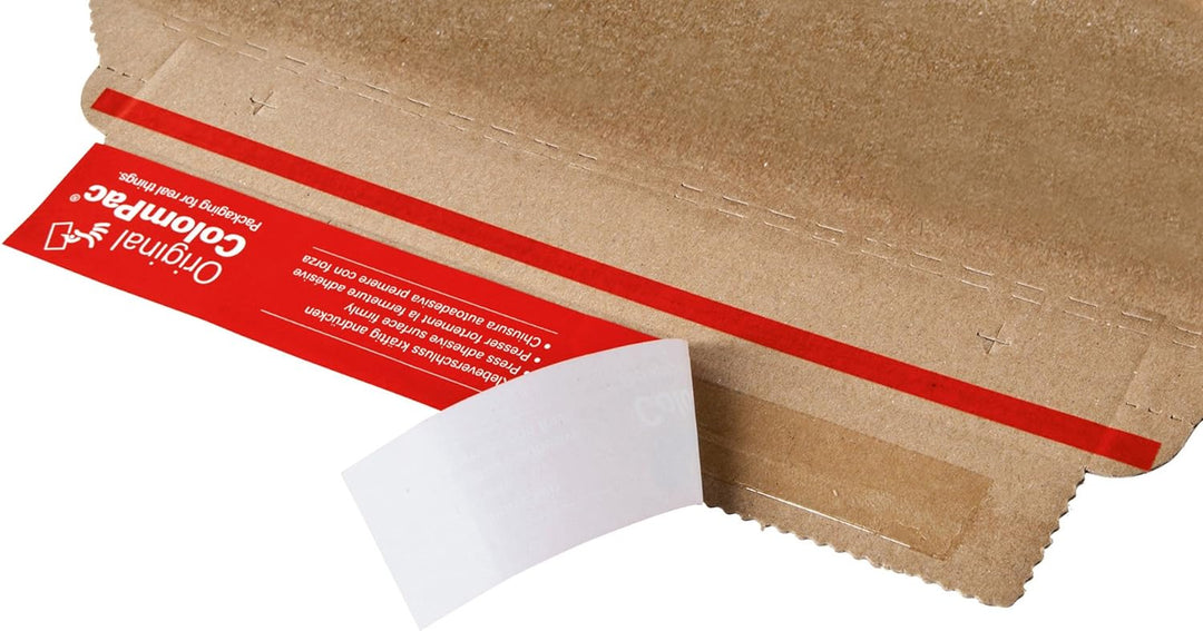 ColomPac CP020.17 Wickelverpackung aus Wellpappe mit Selbstklebeverschluss und Aufreissfaden, braun