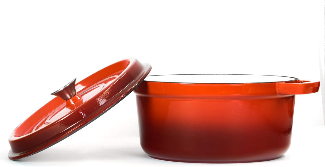 Schmortopf aus emailliertem Gusseisen 24 cm 4 L Gusseisentopf Emailliert Bräter Cocotte Dutch Oven B