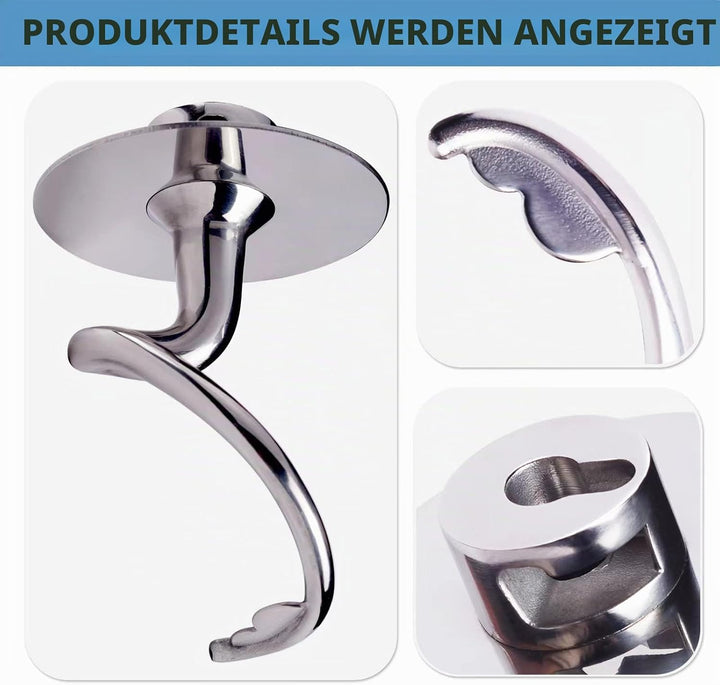 Knethaken Edelstahl für KitchenAid 4,5–5 Quart Mittelgrosse Küchenmaschinen mit kippbarem Motorkopf,