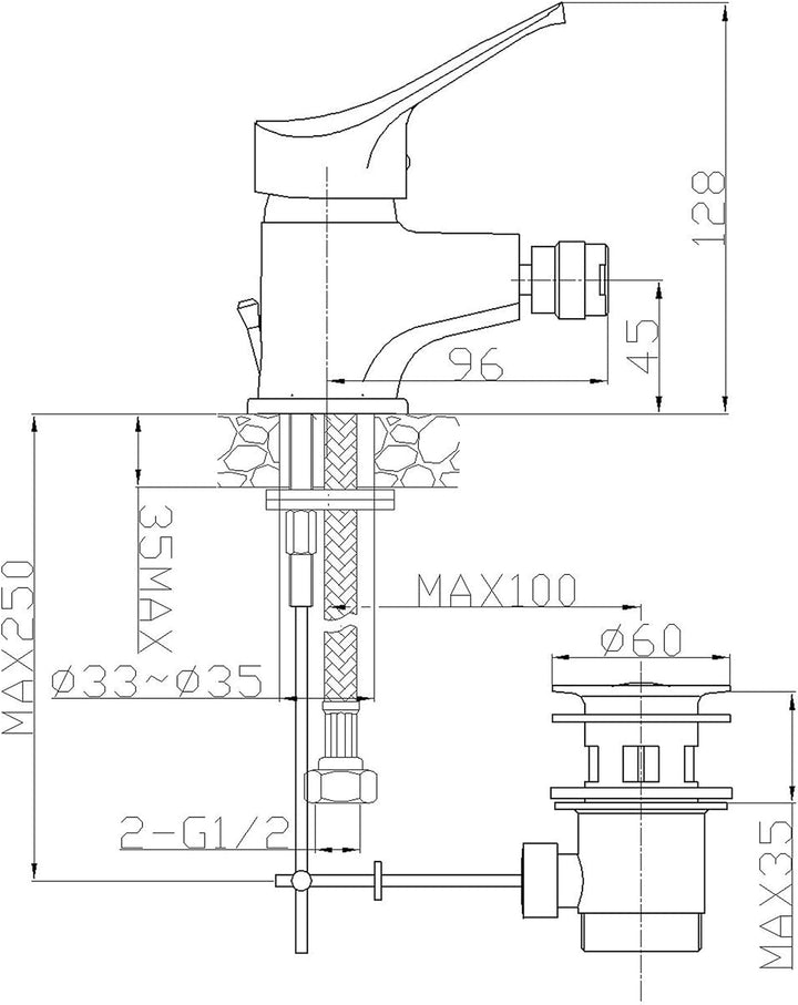 Ambrosiana SEI14010000 Bidet-Wasserhahn, Chrom