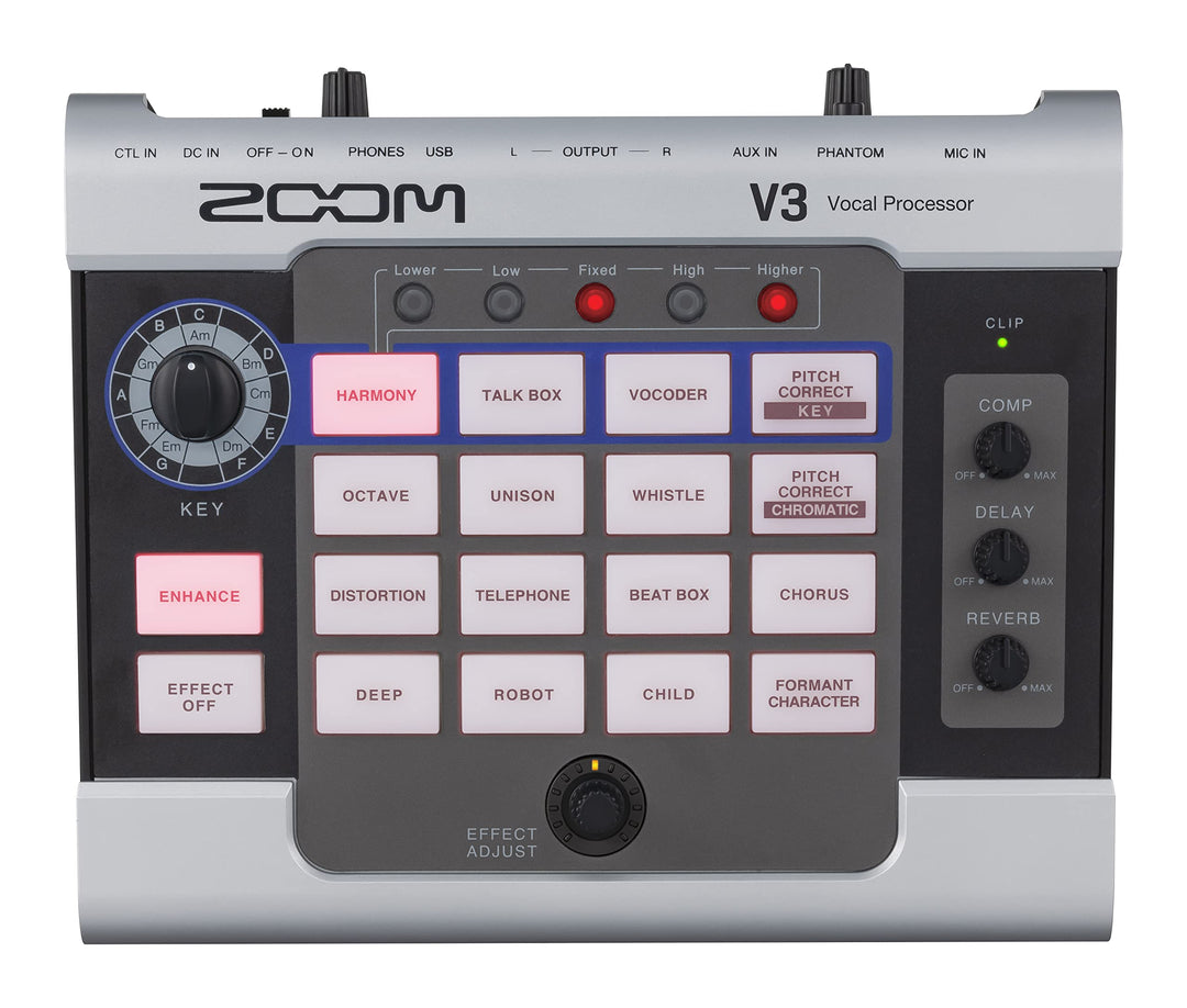 Zoom V3 Vocal Processor, 48V Phantomspannung für Kondensatormikrofone, USB 2.0 Audio-Interface für d