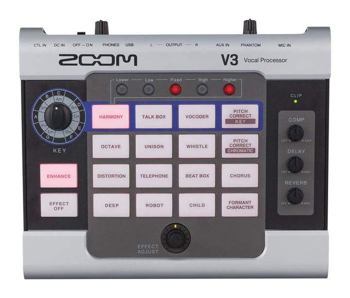 Zoom V3 Vocal Processor, 48V Phantomspannung für Kondensatormikrofone, USB 2.0 Audio-Interface für d