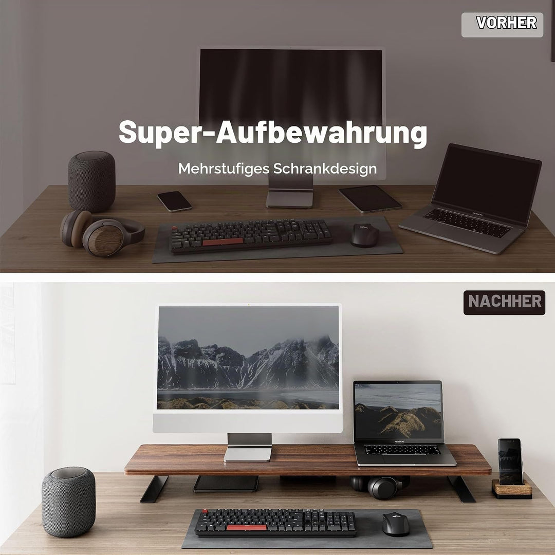 Fenge Dual Monitorständer mit Modernen Metallfüssen Multifunktionaler Bildschirmständer für Computer