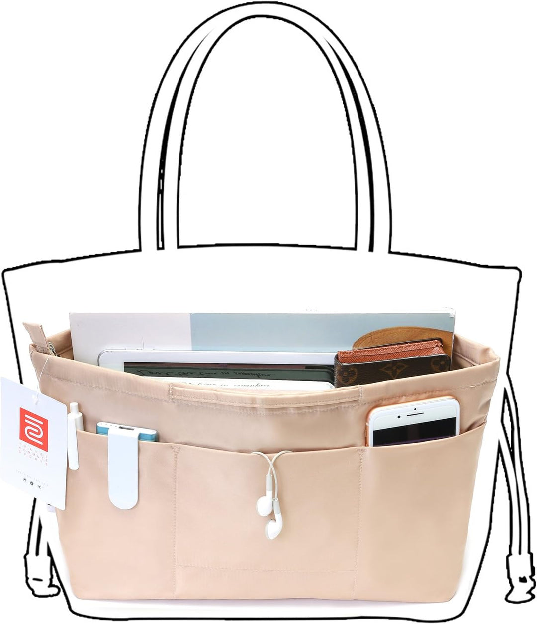 iN Taschen-Organizer-Einsatz mit Reissverschluss, Nylon-Stoff-Aufbewahrungstasche mit Griffen, für D