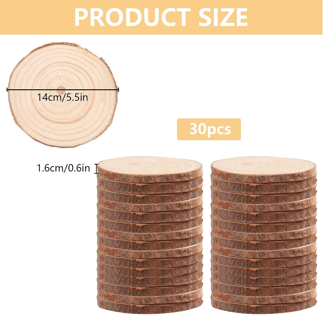 APACALI 30 Stück Holzscheiben zum Basteln, Holzscheiben 7-8cm Baumscheiben zum Basteln Ohne Loch, Ru