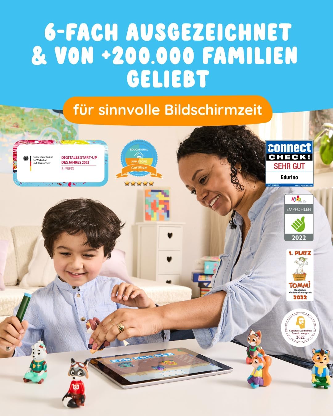 Edurino Starterset Robin Erstes Rechnen bis 10 (Stufe 2) ab 4 J. inkl. Eingabestift | Innovatives un