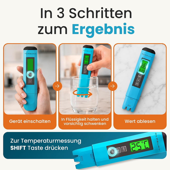Measury PH Wert Messgerät Pool, PH Messgerät Pool Digital, PH Meter Wein, Wasser und Urin, 0.00-14.0